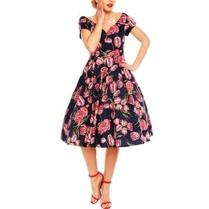 Dolly & Dotty Floral Pleated Swing Dress